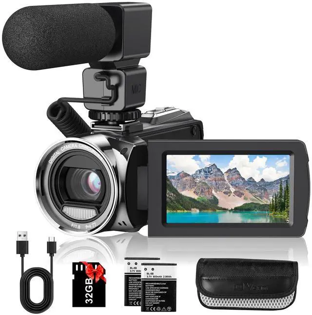 Main image of Video Camera Camcorder FHD 1080P 36MP Vlogging Camera for Youtube Video Recorder 3.0" 270 Degree Rotation Screen Video Cameras for Filming with Microphone,32GB SD Card and 2 Batteries