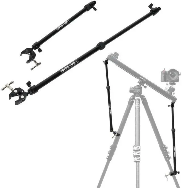 Main image of Camera Slider Support Arm(2 Arms in), Adjustable Tripod Stability Arm for Increasing Stability in Aluminum Alloy Extendable Pole for Slider Rail Track with C Clamp and Ballhead