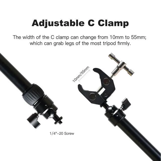 Alt view image 3 of 6 - Camera Slider Support Arm(2 Arms in), Adjustable Tripod Stability Arm for Increasing Stability in Aluminum Alloy Extendable Pole for Slider Rail Track with C Clamp and Ballhead
