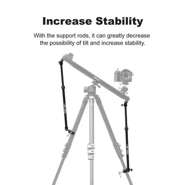 Alt view image 5 of 6 - Camera Slider Support Arm(2 Arms in), Adjustable Tripod Stability Arm for Increasing Stability in Aluminum Alloy Extendable Pole for Slider Rail Track with C Clamp and Ballhead
