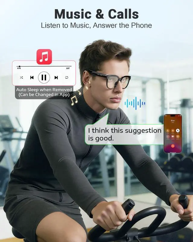 Alt view image 5 of 6 - Smart Glasses with Camera, Bluetooth Music & Call, 800W HD Camera Glasses, 1080P Video Recording, Built-in ChatGPT Voice Assistant Control for Men Women(White)