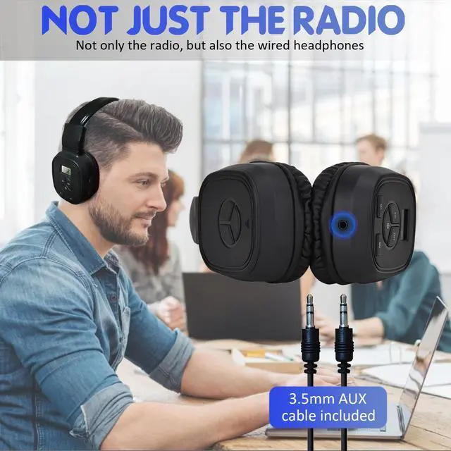 Alt view image 6 of 6 - Personal Portable FM Radio, Headphones Radio with Great Reception | LCD Display, Soft Ear Muffs, FM Receiver, Powered by 2 AAA Batteries(Not Included), Pocket Radio for Walking, Jogging