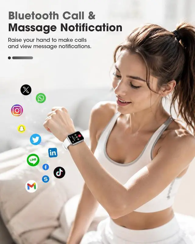 Alt view image 4 of 6 - Smart Watch for Women(Call Answer/Dial), 1.75'' Touch Screen Smartwatch for Android iPhone Compatible, Waterproof Fitness Tracker with Heart Rate Sleep Monitor 100+ Sports Modes AI Voice, Silver