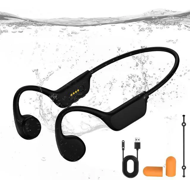 Main image of Bone Conduction Swimming Headphones, IPX8 Waterproof MP3 Player with Open-Ear Design, Bluetooth 5.4 Wireless Sports Earbuds for Swimming, Running, Cycling(Black)