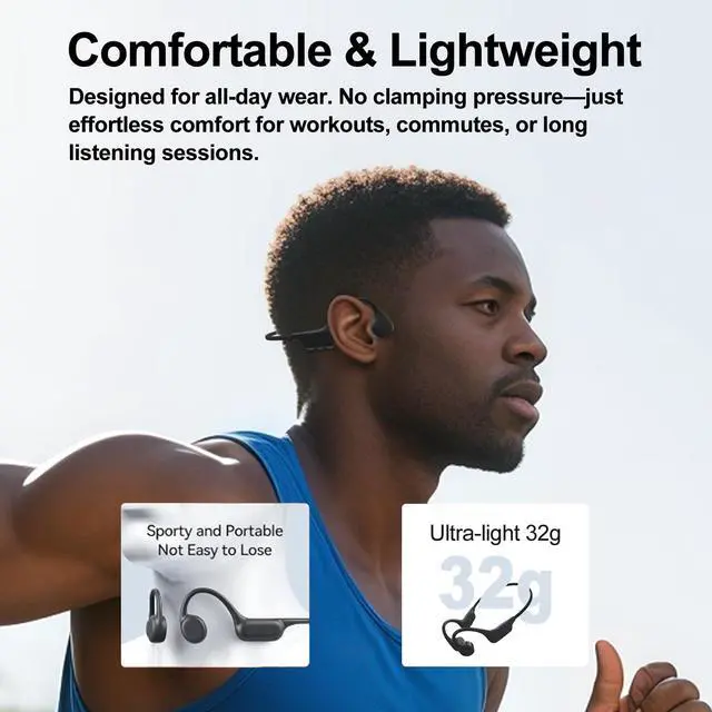 Alt view image 3 of 6 - Bone Conduction Swimming Headphones, IPX8 Waterproof MP3 Player with Open-Ear Design, Bluetooth 5.4 Wireless Sports Earbuds for Swimming, Running, Cycling(Black)