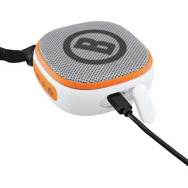 Alt view image 5 of 6 - Disc Jockey -Bluetooth -Speaker, Lightweight Disk Golf -Speaker with Distance to Basket -GPS, White/Orange, Small