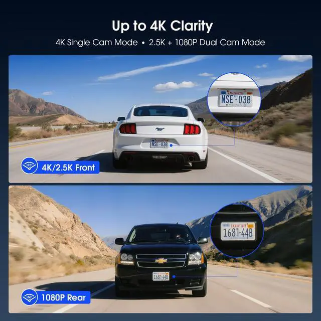 Alt view image 3 of 6 - 4K/2.5K+1080P Dash Cam Front and Rear, 5G WiFi APP, ADAS Lane Assist | Dash Camera for Cars with 64GB Card, 2.7IPS Screen, Parking Mode, External GPS Module, Night Vision, G-Sensor