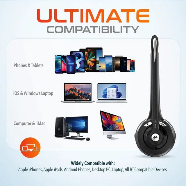 Alt view image 3 of 6 - 10X Bluetooth Computer Headset, On-Ear Single Ear Wireless Headset | With Noise Canceling Mic, USB Dongle for Computer/Laptop, Perfect for Home, Office, Call Center, Truck Driver - Black
