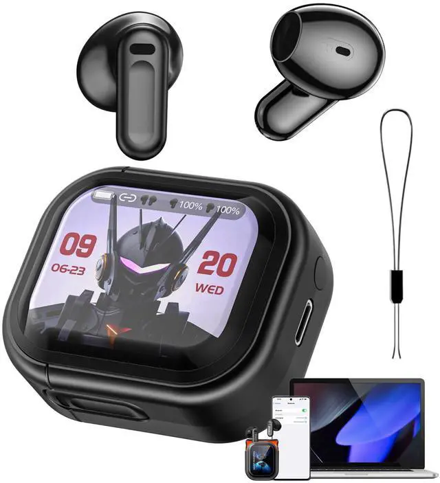 Main image of NE20 Real-Time AI Translation Earbuds, 2026 Audifonos Traductores Inglés Español Headphones, LCD Touch Screen Bluetooth 6.0, 135 Languages 3-in-1 Music/Call, 60H Playtime for Travel Business (Black)
