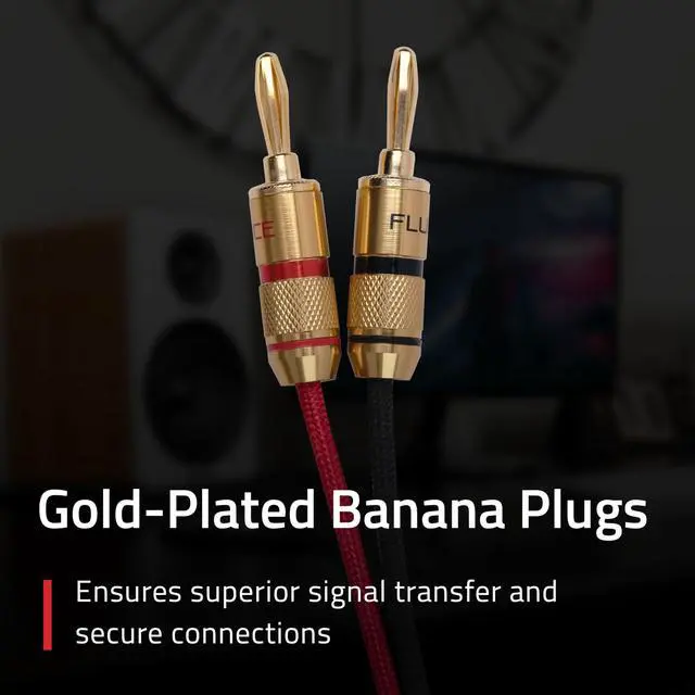 Alt view image 4 of 6 - High-Fidelity 12 Gauge Speaker Wire with Dual Gold-Plated Banana Plugs, 12 Feet Oxygen-Free Pure Copper (OFC) Cable, Nylon Braided Jacket (SW512)