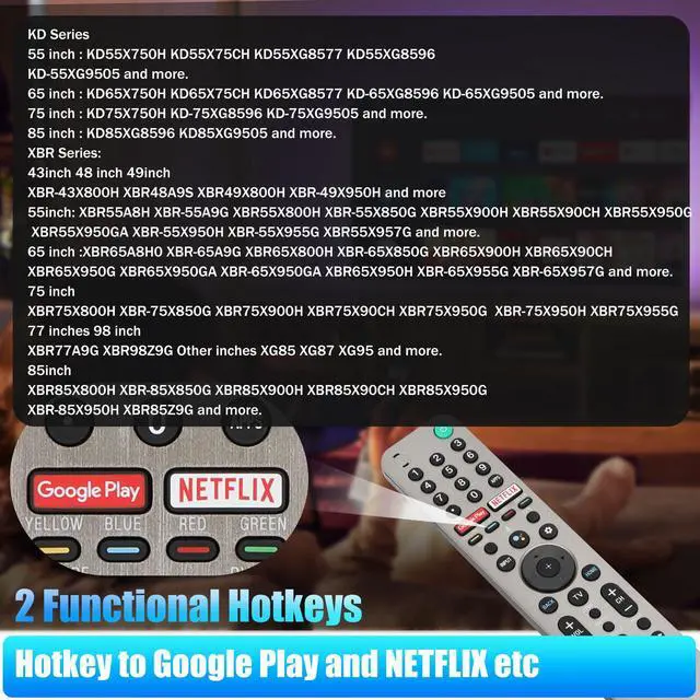 Alt view image 3 of 6 - RMF-TX600U for Sony TV Remote Replacement, All Sony Bravia TV Voice Remote, Smart TV XBR/KD/XR Series X750H X75CH A9S Etc, 1 Year