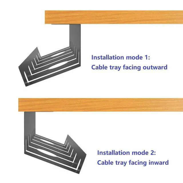 Alt view image 4 of 5 - 2 Pcs of Under Desk Cable Management Tray for Easy Mounting | Metal U Channel Cable Organizer Box for Office, Home (UnderDeskCM)
