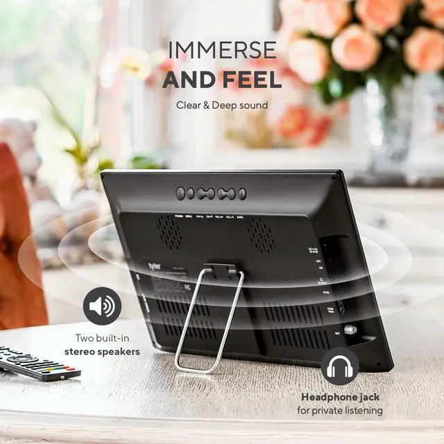 Alt view image 4 of 6 - 13" Portable TV LCD Monitor Battery Powered Wireless Capability HD-TV, HDMI, SD Slot, USB, RCA, AC/DC, FM Radio, Car Charger, Remote Control, for Car & Traveling