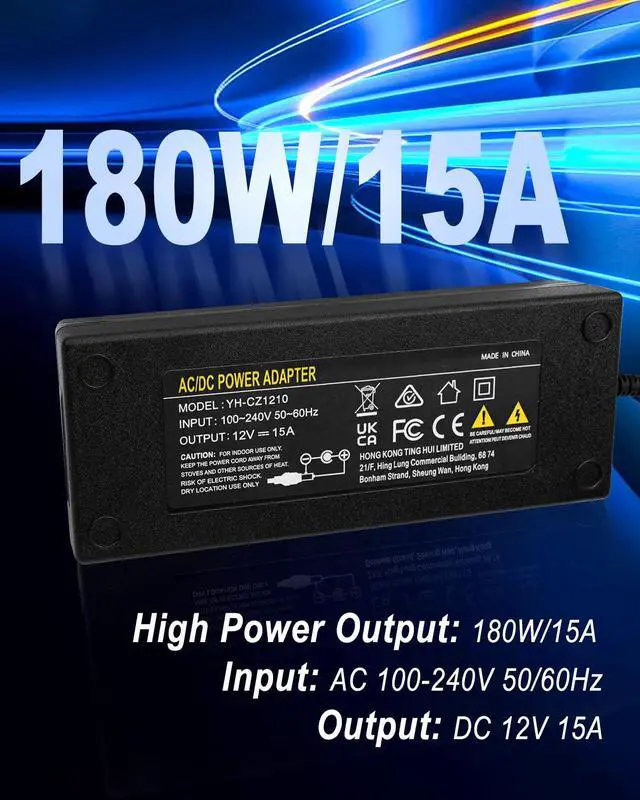 Alt view image 2 of 5 - 180W AC to DC Converter 110V-240V to 12V 15A Power Supply Adapter | Features Cigarette Lighter Socket for Inflator Pumps, Car Refrigerators, Car Vacuum Cleaners, Car Fans, Convenient Connection