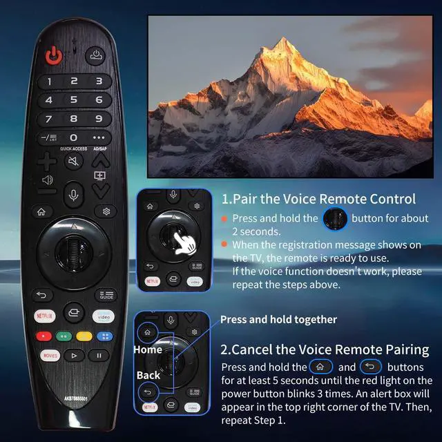 Alt view image 3 of 6 - Magic Remote for LG Smart ThinQ OLED Nanocell WebOS UHD TV with Voice and Pointer Function Compatible with Year 2018-2025 MR22/21/20GA MR18BA MR23/24/25GN