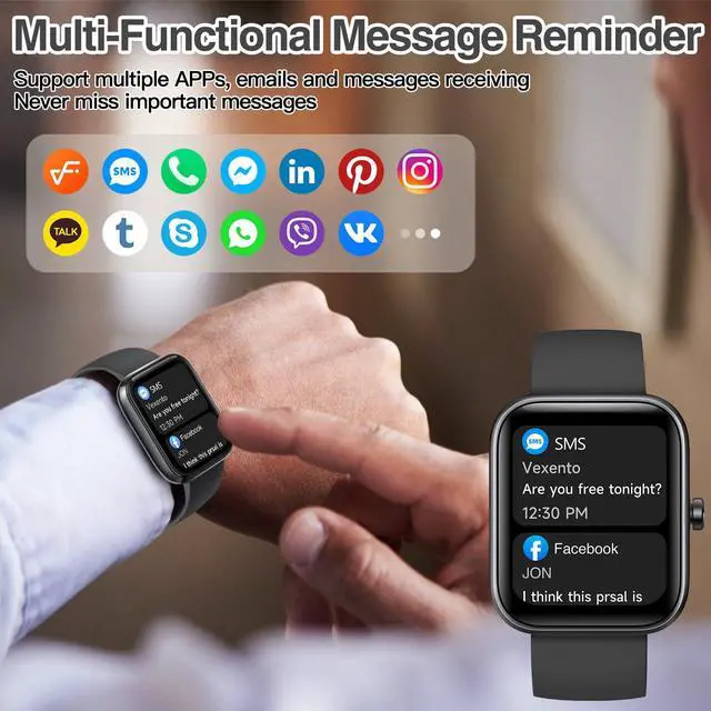 Alt view image 3 of 6 - Smart Watch for Women Men with Bluetooth Call, Alexa Built-in Smartwatch, 1.83"DIY Dial Fitness Watch with Sleep Heart Rate Monitor, 110+ Sport Modes, IP68 Waterproof Watch Compatible with Android iOS