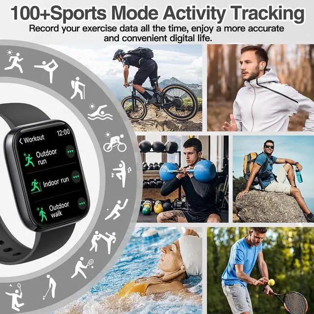 Alt view image 6 of 6 - Smart Watch for Women Men with Bluetooth Call, Alexa Built-in Smartwatch, 1.83"DIY Dial Fitness Watch with Sleep Heart Rate Monitor, 110+ Sport Modes, IP68 Waterproof Watch Compatible with Android iOS