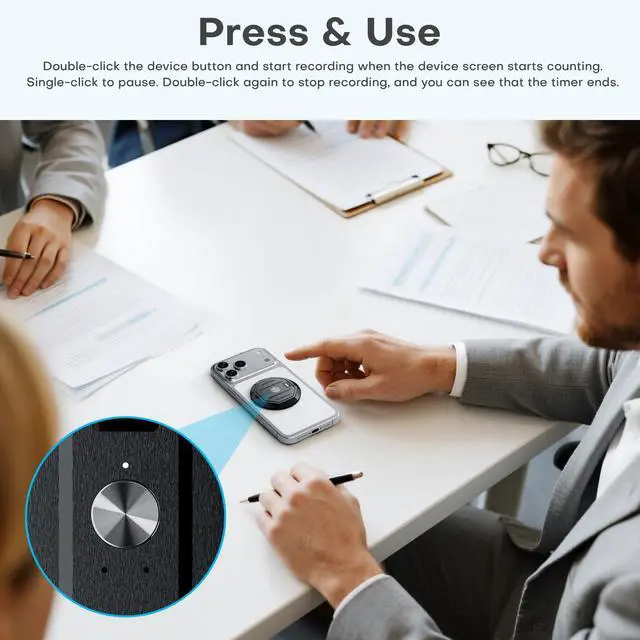 Alt view image 5 of 6 - AI Voice Recorder, Transcribe & Summarise with AI Technology 64GB Memory Device Magnetic Phone Stand Offline/Online Translation Support 127 Languages for Lectures, Meetings, Calls, Travel