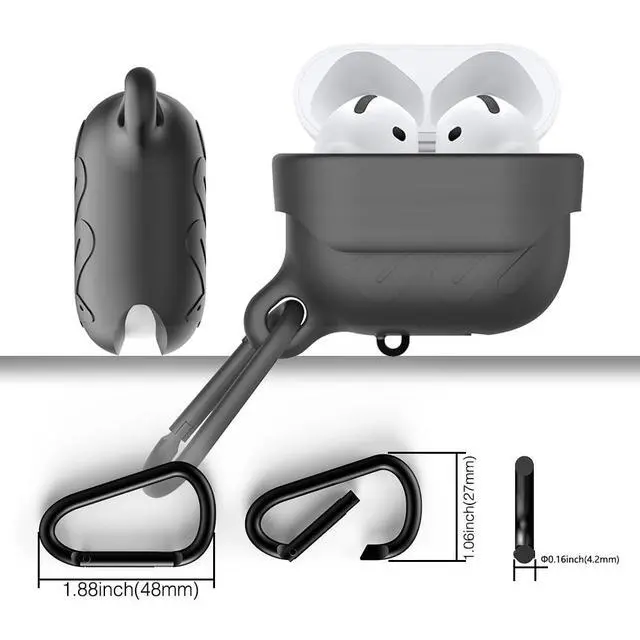Alt view image 6 of 6 - Waterproof Case for AirPods 4 Case 2024 (Black)