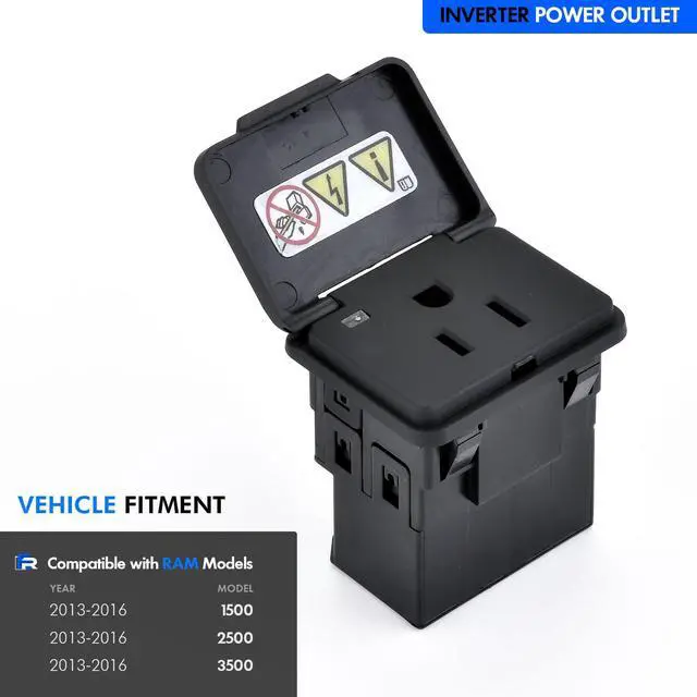 Alt view image 3 of 6 - 68159295AB Power Outlet Inverter Compatible with Ram Models | for Dodge Ram 1500 2500 3500 2013-2016, 115V AC - 150w