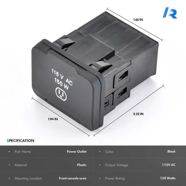 Alt view image 5 of 6 - 68159295AB Power Outlet Inverter Compatible with Ram Models | for Dodge Ram 1500 2500 3500 2013-2016, 115V AC - 150w