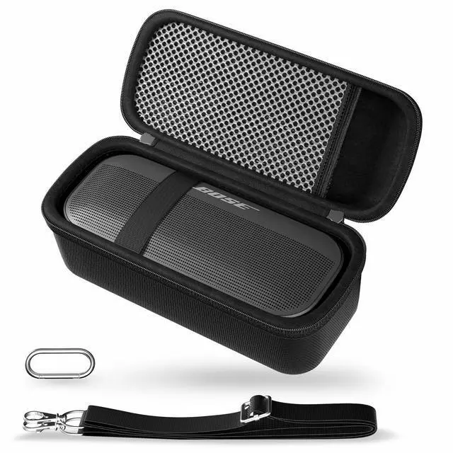 Main image of Hard Case for Bose SoundLink Flex 2nd/1st Gen Speaker - Black | Hard Travel Storage Case with Mesh Pocket, Shoulder Strap and Carabiner for Bose SoundLink Flex 2nd/1st Gen Speaker