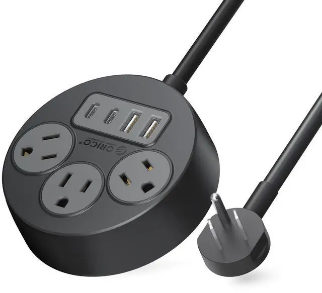 Main image of Multiple Outlets Extension Cord, 7 in 1 Power Strip with 3 AC Outlets 2 USB-A and 2 USB-C Ports, Mountable Outlet Extender, 5 ft Flat Plug Power Strip for Dorm/Office/Home- PSO