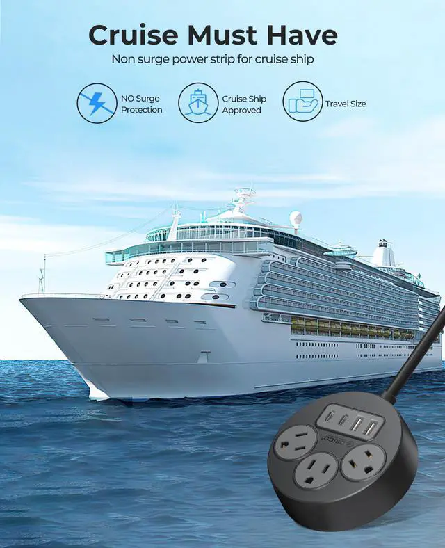 Alt view image 4 of 6 - Multiple Outlets Extension Cord, 7 in 1 Power Strip with 3 AC Outlets 2 USB-A and 2 USB-C Ports, Mountable Outlet Extender, 5 ft Flat Plug Power Strip for Dorm/Office/Home- PSO