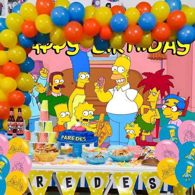 Alt view image 4 of 6 - Birthday Party Decoration, Party Photo Background 5 x 3 FT and 18 Pcs Balloon,Cartoon Merch Party Backdrop Supplies
