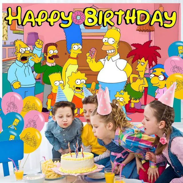 Alt view image 6 of 6 - Birthday Party Decoration, Party Photo Background 5 x 3 FT and 18 Pcs Balloon,Cartoon Merch Party Backdrop Supplies