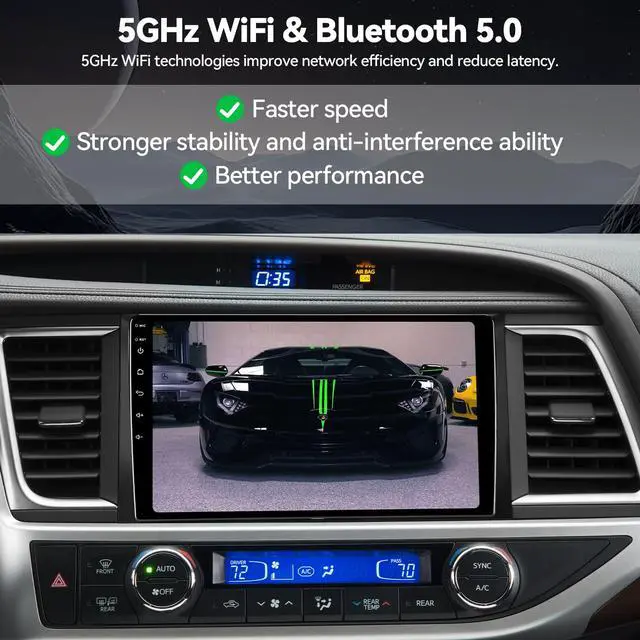 Alt view image 6 of 6 - 64G Android Car Radio for Toyota Highlander 2014-2019, 10.2'' Touch Screen Car Stereo with Wireless Carplay Android Auto/GPS/5GHz WIFI/SWC/DSP/Bluetooth/1080P Backup Camera/AM FM