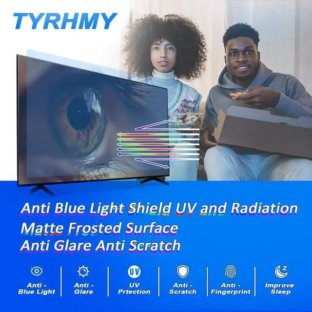 Alt view image 3 of 6 - Anti-Blue Light TV Film, 65 inch Anti Glare Screen Protector, Filter Blocking Blue Light from 400 to 450Nm,Anti Glare Film for TV 65 Inch