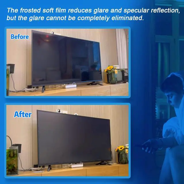 Alt view image 4 of 6 - Anti-Blue Light TV Film, 65 inch Anti Glare Screen Protector, Filter Blocking Blue Light from 400 to 450Nm,Anti Glare Film for TV 65 Inch