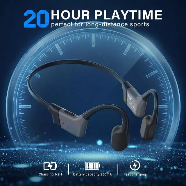 Alt view image 4 of 6 - Bone Conduction Headphones, Open-Ear Bluetooth 5.4 Sport Headphones with Mic 20H Playtime, 26g Lightweight, Comfortable Fit, IPX5 Waterproof Wireless Earphones for Running Cycling Gym Workouts