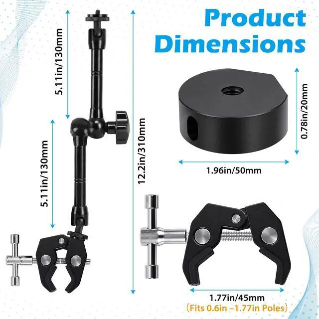 Alt view image 4 of 6 - 2024-2026 Starlink Mini Clamp Mount RV Adjustable Arm & Pipe Adapter