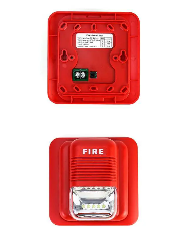 Alt view image 2 of 6 - 4 Pack Wired Sound & Light Fire Alarm Warning Strobe Siren Horn, 12 / 24V DC