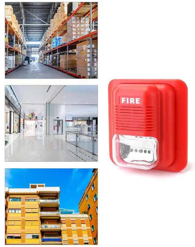 Alt view image 5 of 6 - 4 Pack Wired Sound & Light Fire Alarm Warning Strobe Siren Horn, 12 / 24V DC
