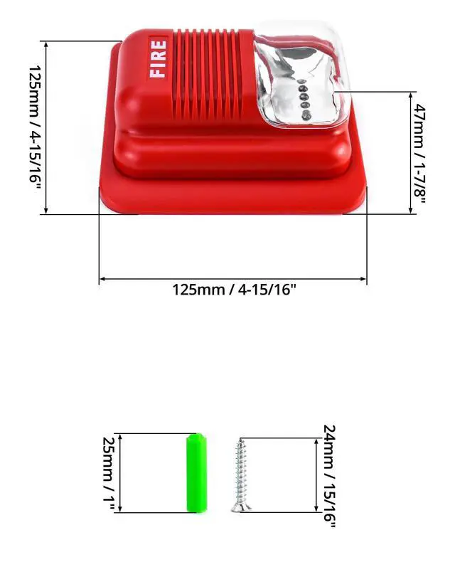 Alt view image 6 of 6 - 4 Pack Wired Sound & Light Fire Alarm Warning Strobe Siren Horn, 12 / 24V DC