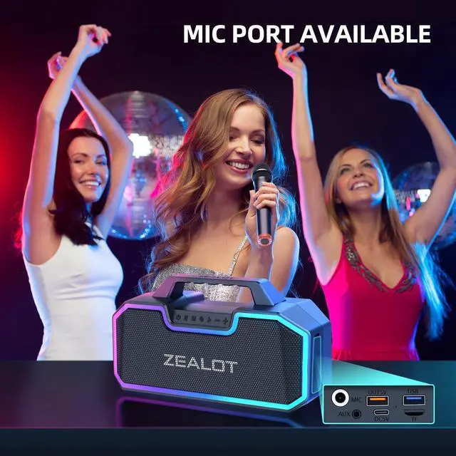 Alt view image 6 of 6 - Bluetooth Speakers, 80W Speakers Bluetooth Wireless with Dual Paring, Bluetooth Speaker with 14,400MAh Big Battery,50H Playtime,Stereo,Party, Beach Portable Speaker (Dark Black) (Dark Black)