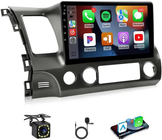 Main image of Fast Boot Linux Radio for Honda Civic 2006 2007 2008 2009 2010 2011 | 10.1" IPS Touchscreen for Civic Radio with Wireless Carplay/Android Auto/Bluetooth/FM/Mirrorlink/SWC/Camera/MIC