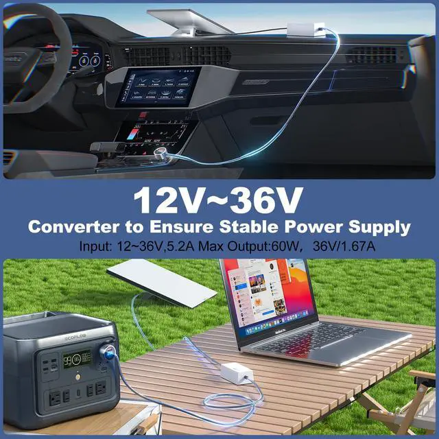 Alt view image 3 of 6 - Starlink Mini Car Adapter, Car Charger 12V/24 to 36V Step Up Converter Starlink Accessories, 1M/3.2ft Mini Cigarette Lighter Adapter for RV Truck/RV/Car, USB-C 45W/USB-A 18W Dual Ports