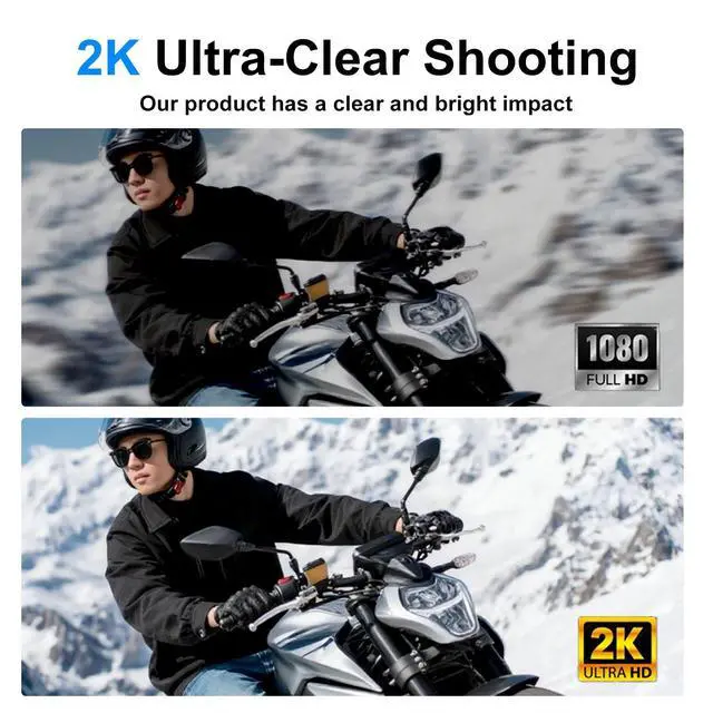 Alt view image 6 of 6 - MT100 Motorcycle Bicycle Cycling Recorder, Motorcycle Dash Cam with 64GB SD Card, 2K HD Video Recording, 3 Brackets Contains, Suitable for Different Models, WiFi Mobile APP One-Click Connectivity