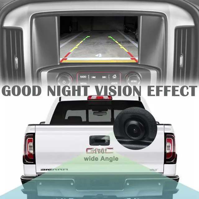 Alt view image 2 of 6 - Backup Camera Tailgate Handle Rear View Camera Liftgate Latch Handle with Keyhole Compatible with 2016-2019 Chevrolet Chevy Silverado GMC Sierra