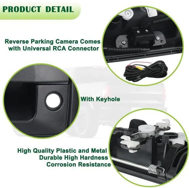 Alt view image 4 of 6 - Backup Camera Tailgate Handle Rear View Camera Liftgate Latch Handle with Keyhole Compatible with 2016-2019 Chevrolet Chevy Silverado GMC Sierra