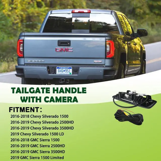 Alt view image 6 of 6 - Backup Camera Tailgate Handle Rear View Camera Liftgate Latch Handle with Keyhole Compatible with 2016-2019 Chevrolet Chevy Silverado GMC Sierra