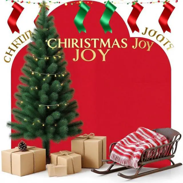 Alt view image 5 of 6 - Arch Backdrop Cover Set of 2, Double Color Wedding Arch Cover (6+7.2FT) Spandex Fitted Arch Cover for Wedding Birthday Party Decoration Baby Shower New Year Christmas Graduation(Red+Green)