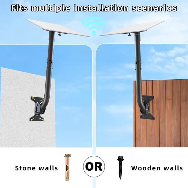 Alt view image 3 of 6 - Starlink Mount for Gen 3, Adjustable Wall/Roof Mounting Kit, Compatible with Starlink Standard V3. Includes Alloy Steel Adapter, Rustproof & Weatherproof, for Concrete & Wood Walls (Black)