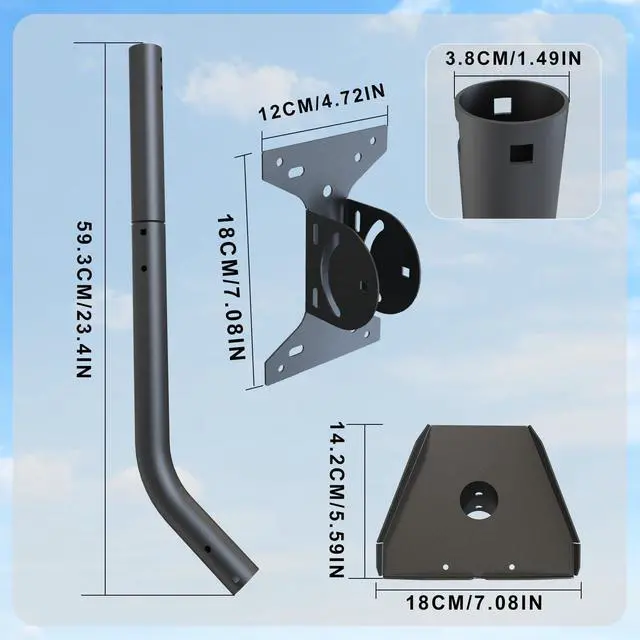 Alt view image 4 of 6 - Starlink Mount for Gen 3, Adjustable Wall/Roof Mounting Kit, Compatible with Starlink Standard V3. Includes Alloy Steel Adapter, Rustproof & Weatherproof, for Concrete & Wood Walls (Black)
