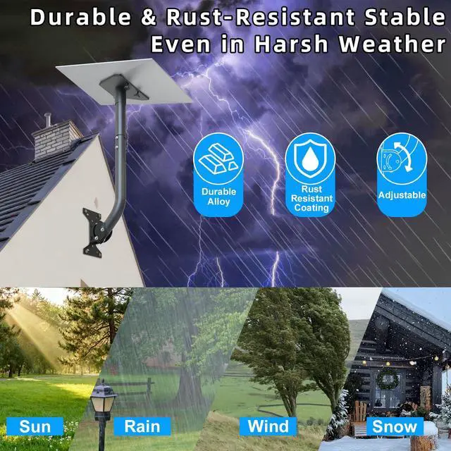 Alt view image 5 of 6 - Starlink Mount for Gen 3, Adjustable Wall/Roof Mounting Kit, Compatible with Starlink Standard V3. Includes Alloy Steel Adapter, Rustproof & Weatherproof, for Concrete & Wood Walls (Black)