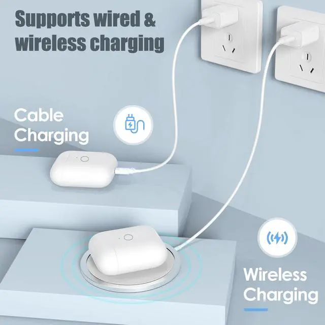 Alt view image 2 of 6 - Wireless Charging Case Only for AirPods 1st 2nd gen , Charger Case Compatible with AirPods 1/2 Gen Replacement Charger Cases, Support Bluetooth Pairing&Sync Button, Earbuds Not Included